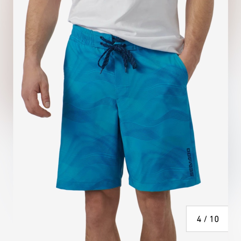 SEA-DOO MEN'S BLUE WAVE 20" CLASSIC BOARD-SHORT BACK ZIPPER POCKET   2XL. NWT